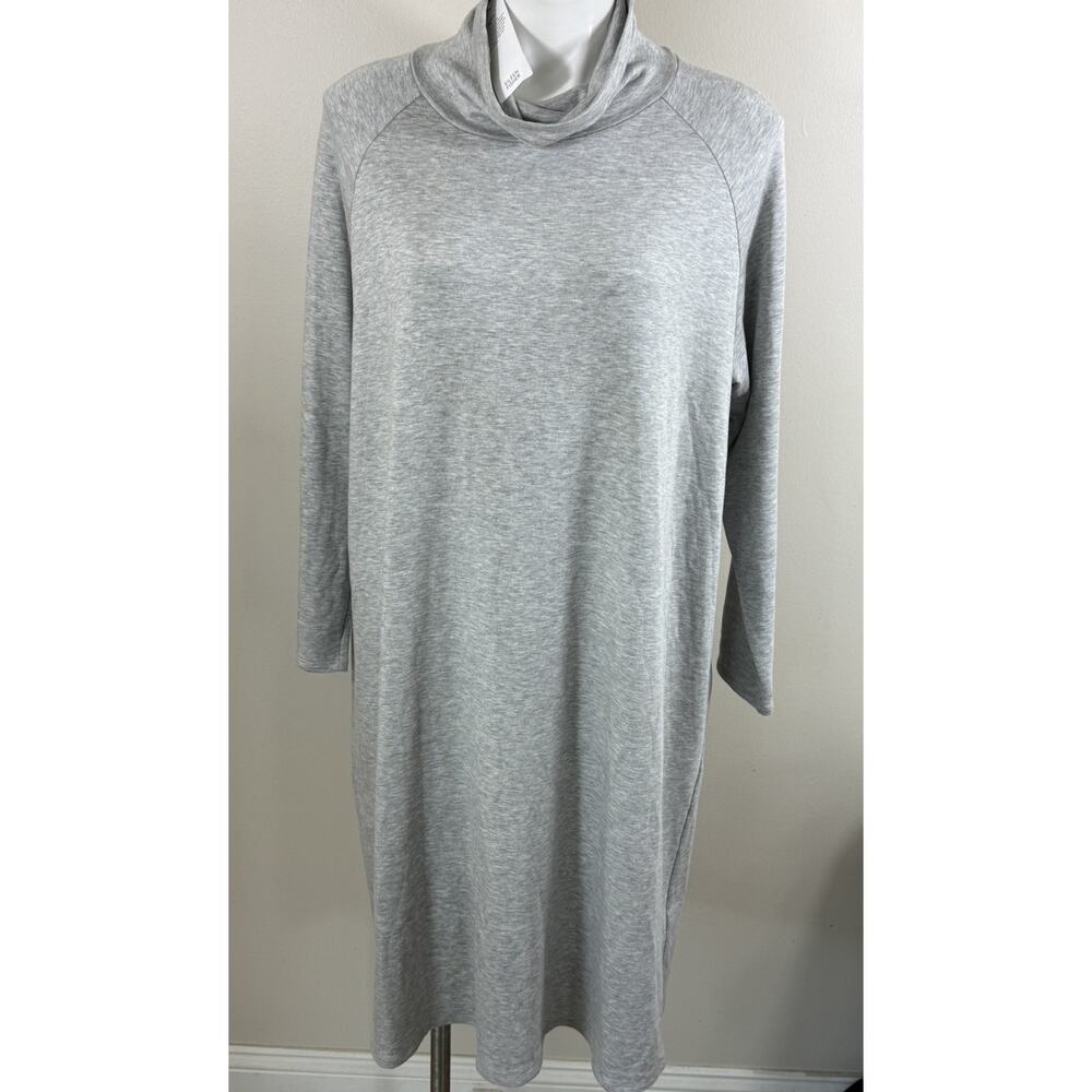 NWT Eileen Fisher Fleece Knit Midi Dress Women XL Gray Tencel Cozy Lagenlook
